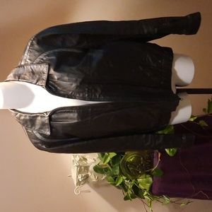 Dominique  Black Leather Jacket